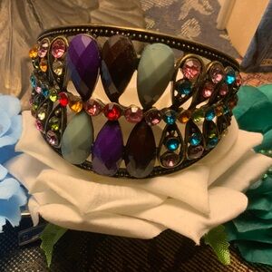 ❤️Unique Vintage multi ColorGemstones clamper Bracelet. Gemstones and crystals.